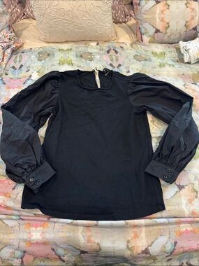 English Factory Black Puff-Sleeve Top